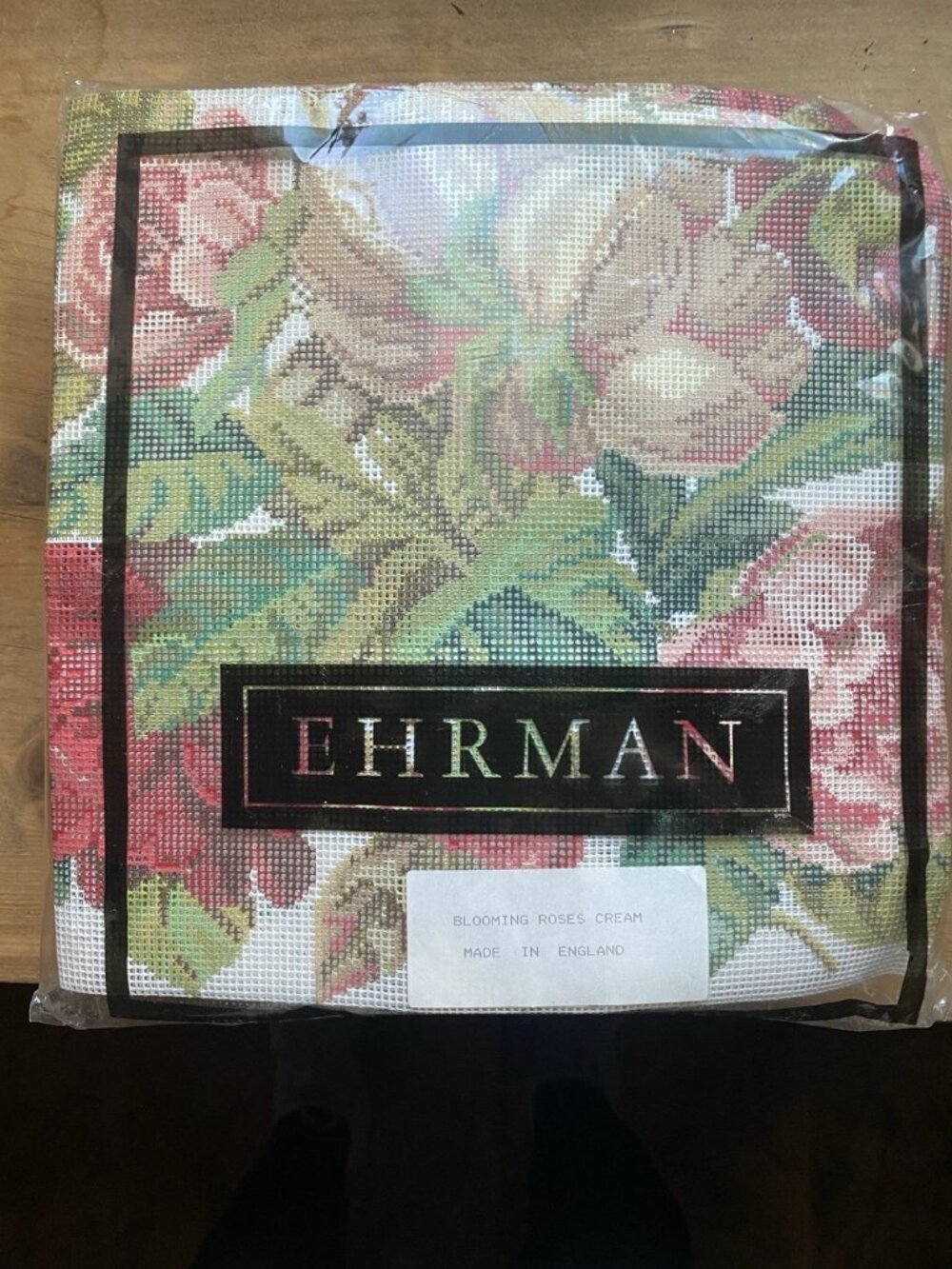 Ehrman Blooming Roses Cream Needlepoint Kit Made In England
